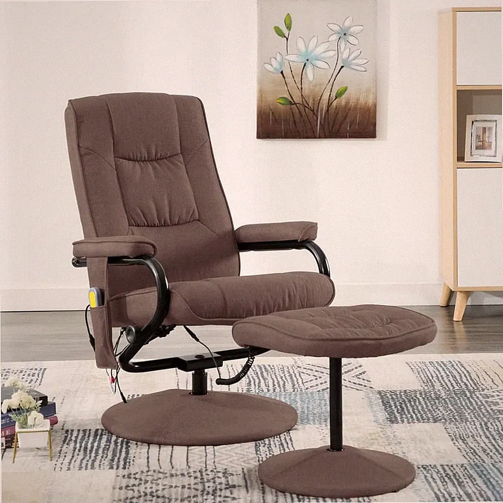 Massage Recliner Brown Polyester Standard Swivel